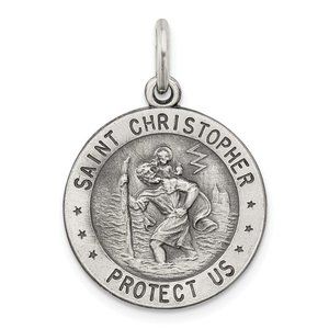 Sterling Silver St. Christopher US Navy Medal New Religious pendant 925